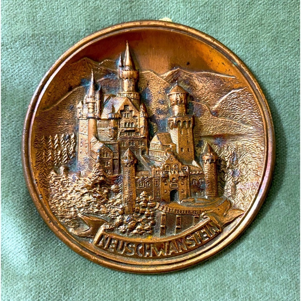 Neuschwanstein Castle Germany copper metal disc plate.  #16